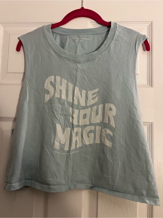 Spiritual Gangster Tops - Spiritual Gangster  'Shine Your Magic' Light Blue Muscle Tee